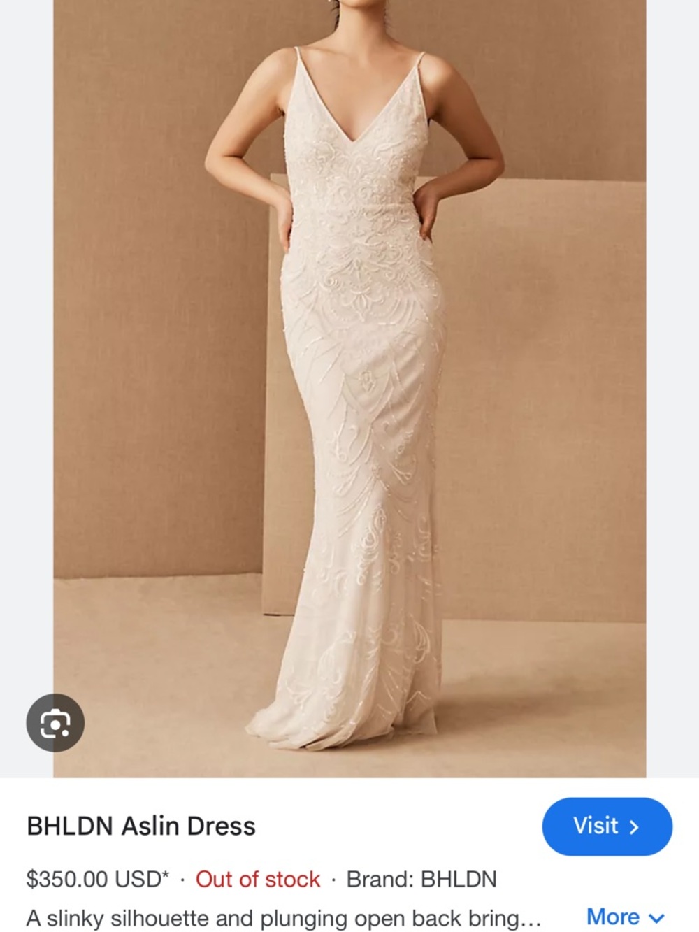 BHLDN The Shaylin Spaghetti Strap V-Neck Lace Evening Gown in Ivory - Picture 4 of 8